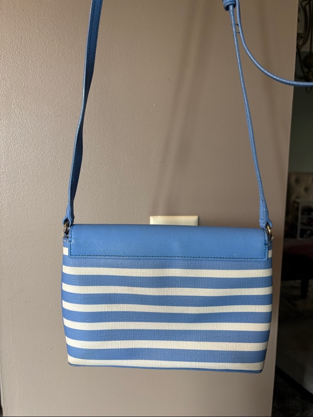 kate spade Blue and White Striped Envelope Crossbody - Picture 4 of 7